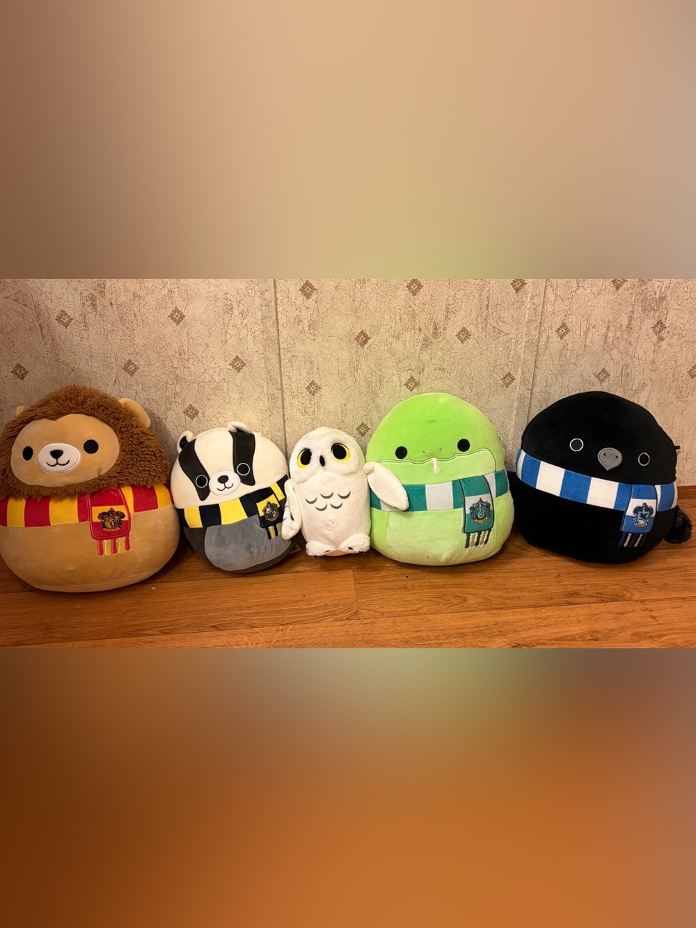 Set of Four Hogwarts Houses Squishmallows with bonus Hedwig!